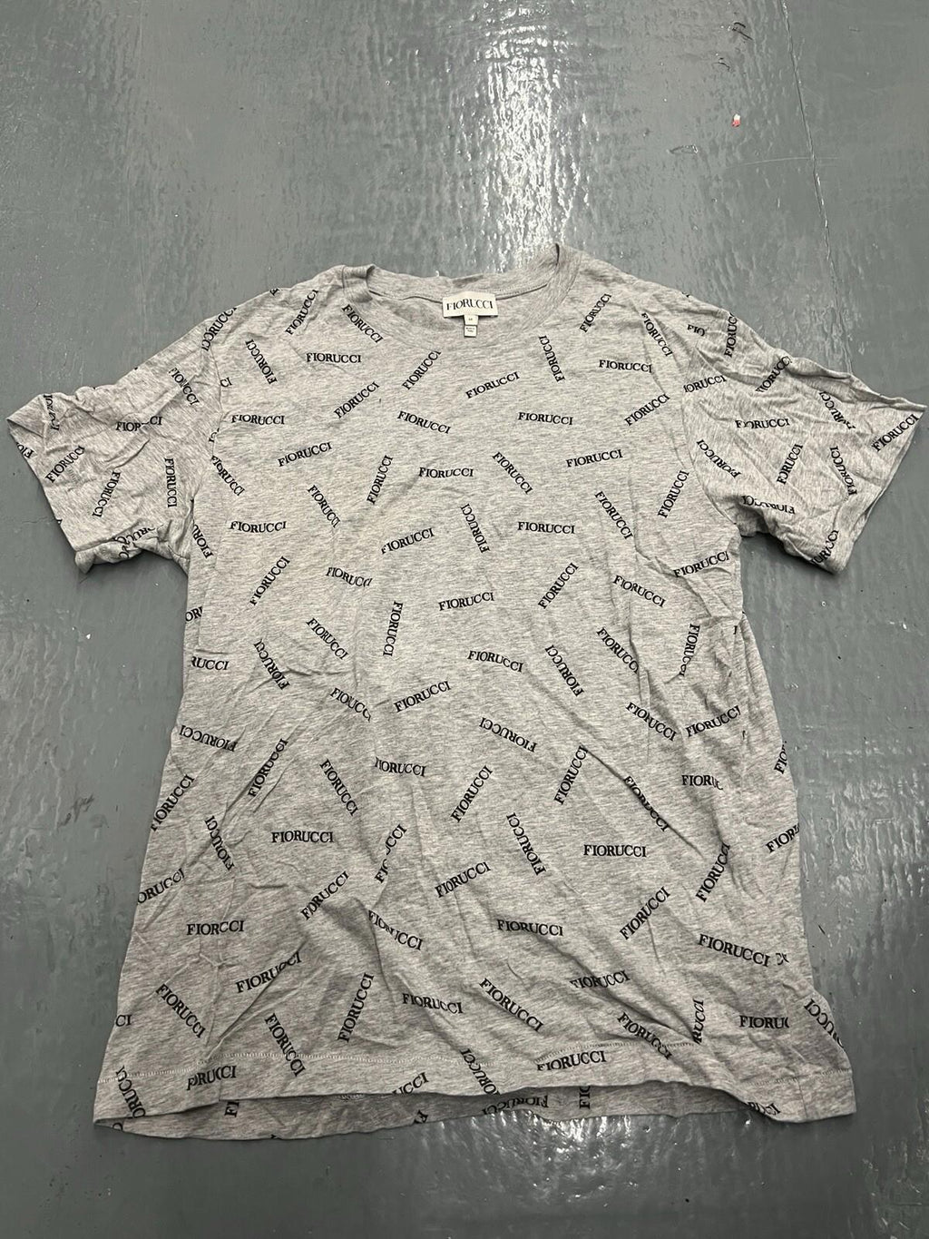 FIORUCCI all over logo Grey Black short sleeve T- Shirt size Medium