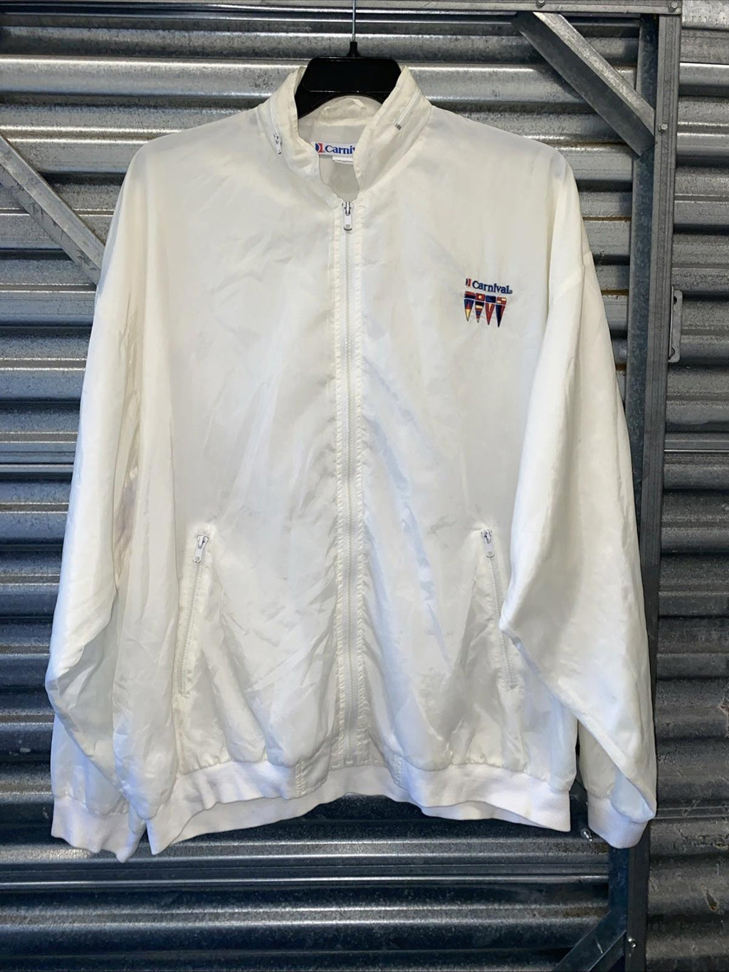Vintage 1980’s Carnival Cruise Lines Windbreaker Jacket With Zip Hood Nylon XL
