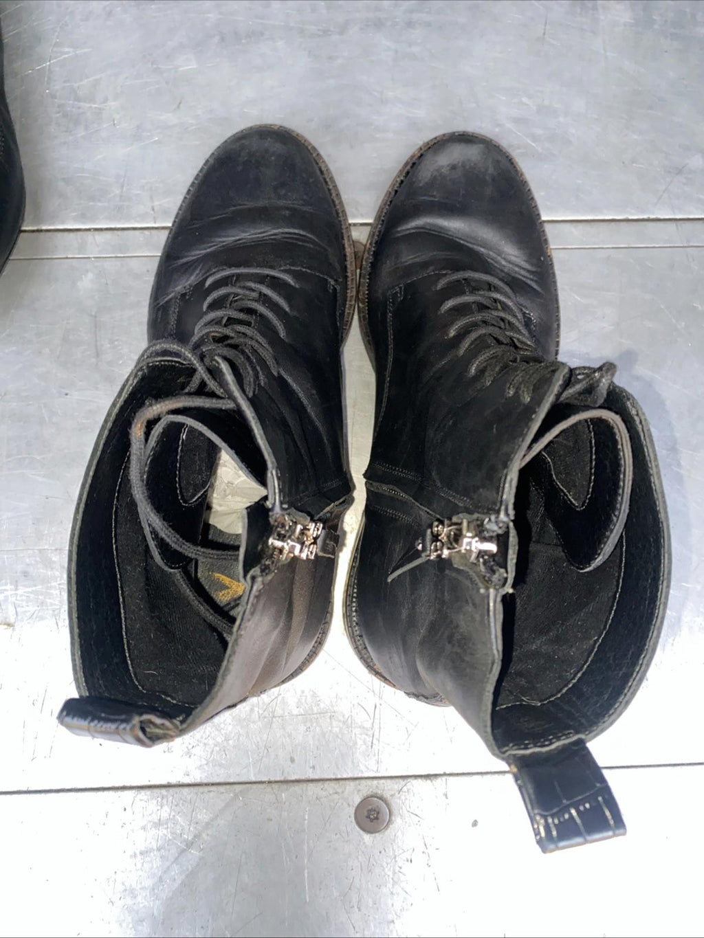 Sam Edelman Nina Soft Black Leather Lace Up Combat Boots Zipper Closure Wom US 7