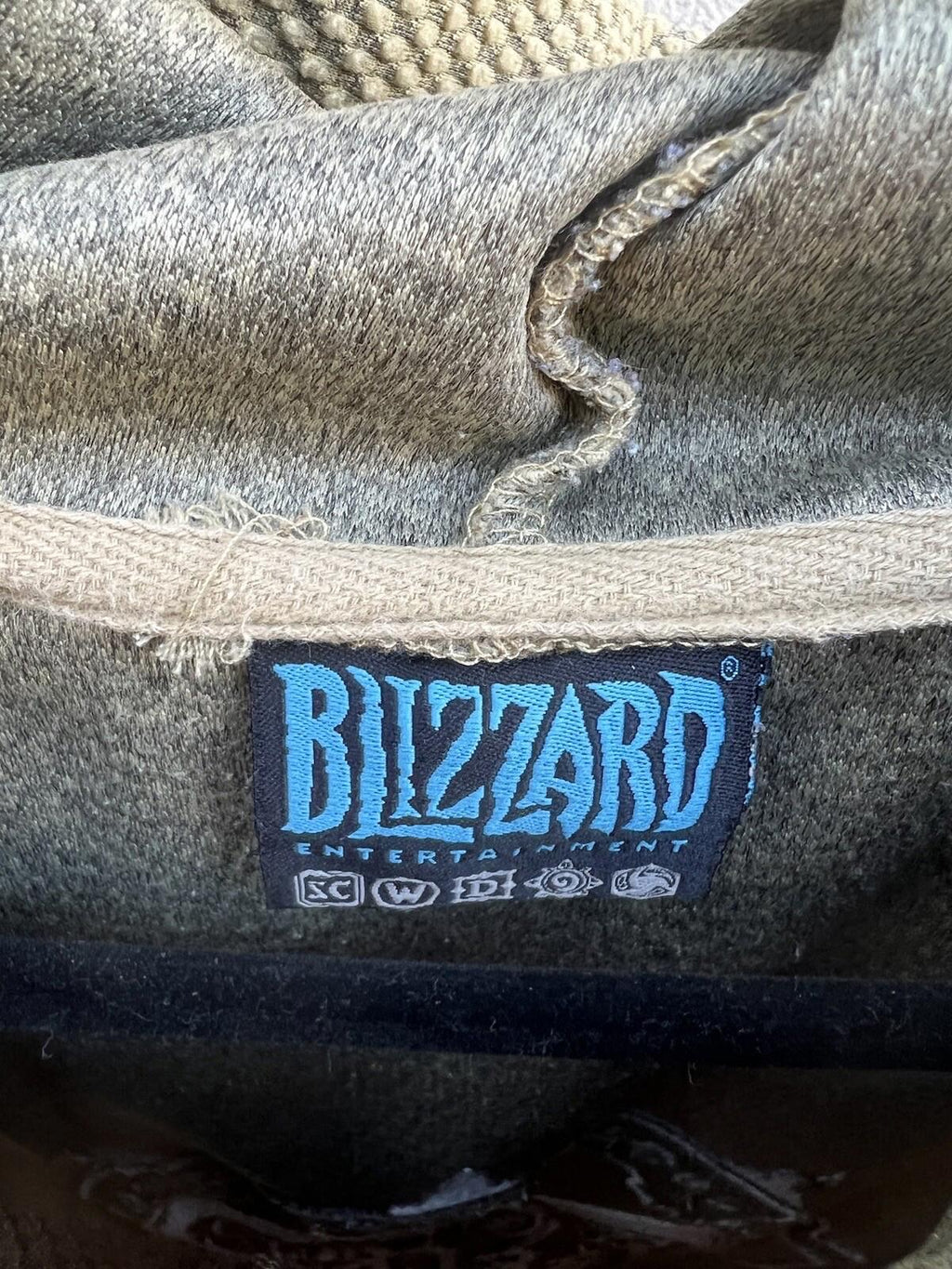 Blizzard World Of Warcraft Embroidered Promo Tan Hoodie Jacket Size Small S