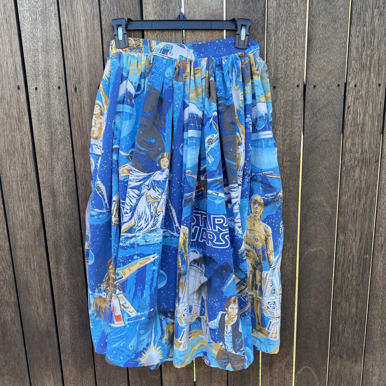 VTG 1977 STAR WARS Fabric Sugar Stitch Clothing Upcycled Pleated Skirt Pockets S