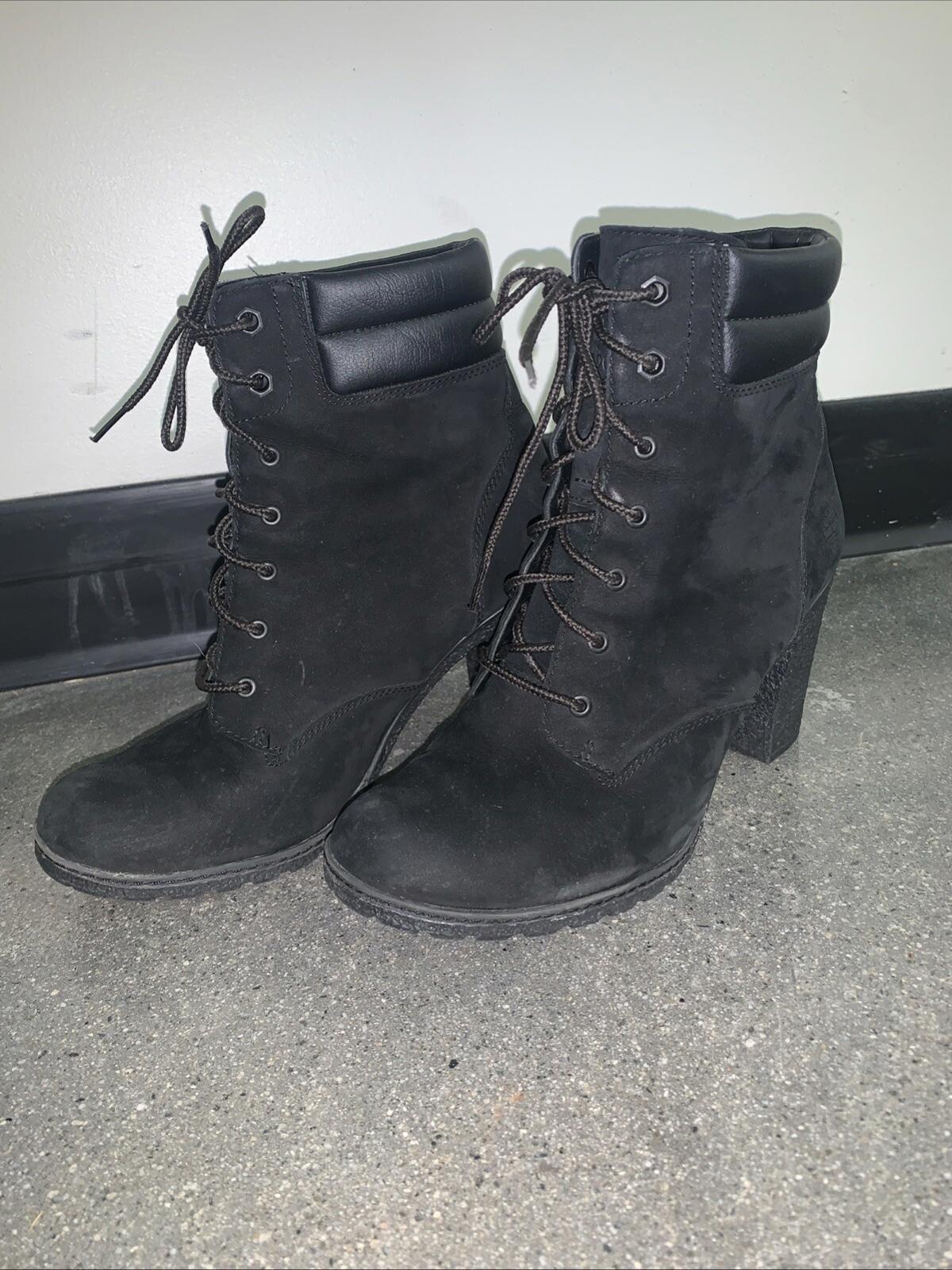Timberland Tillston Ankle Boots High Heel Black Suede Womens 8.5
