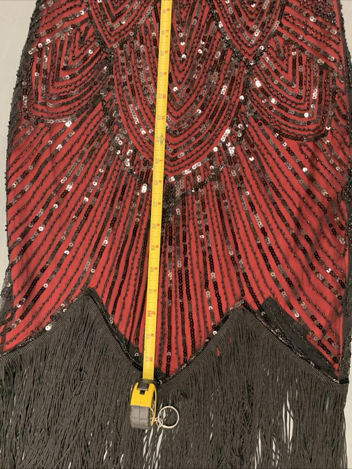 STUNNING Red & black Sequin FunDaisy Flapper Dress Size Small