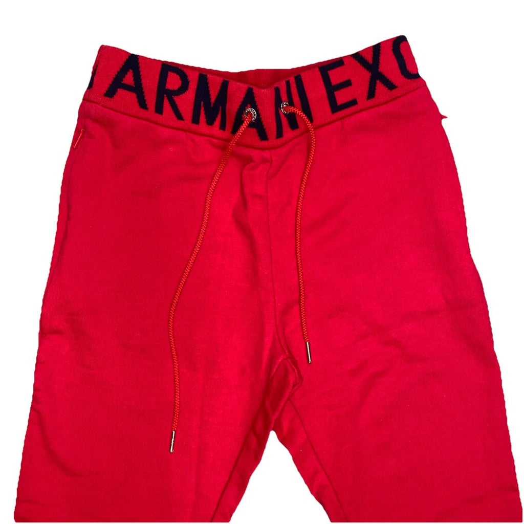 NWOT Armani Exchange Signature Wide Waistband Wraparound Logo Red Joggers Wo S