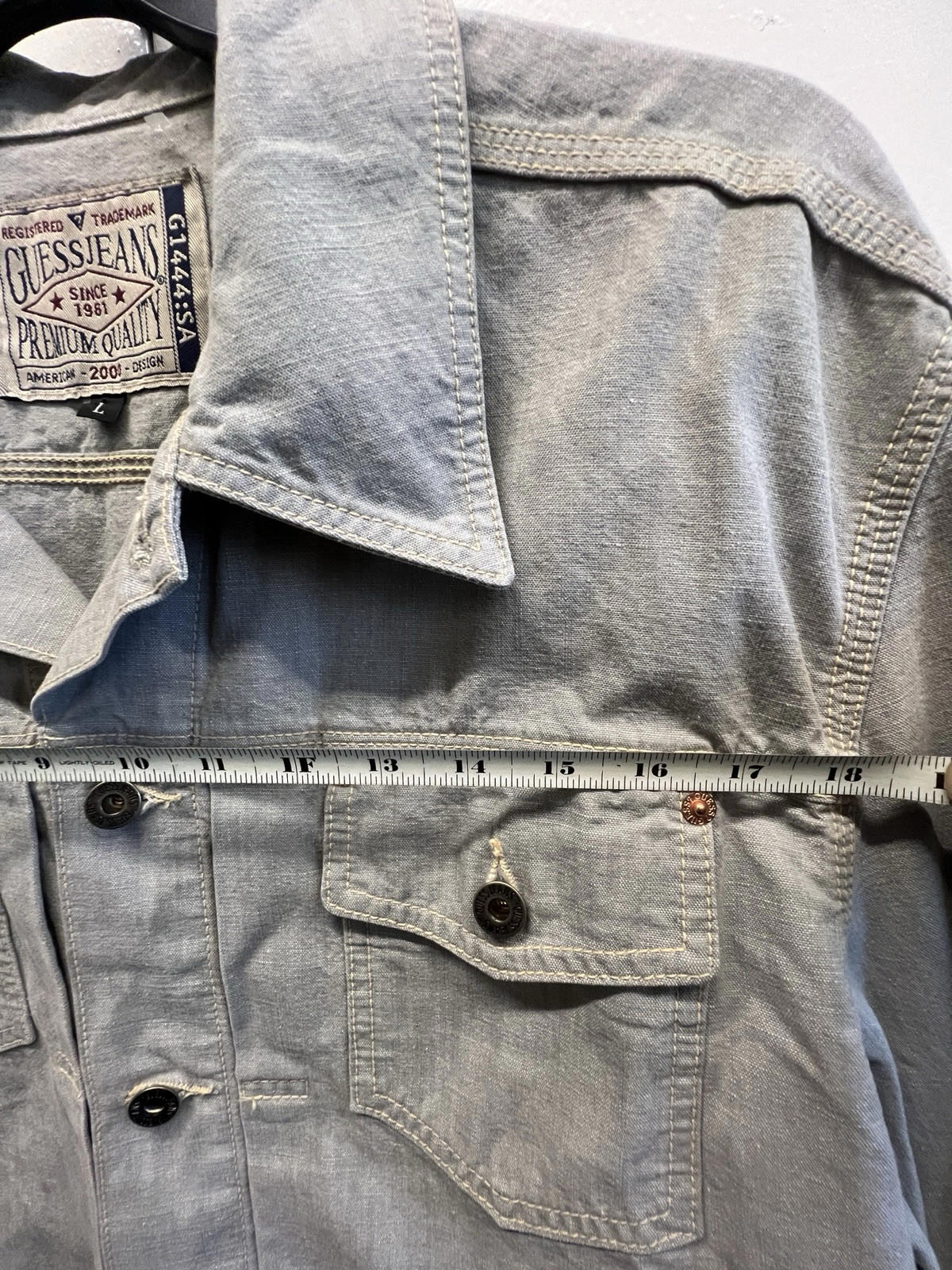 Vintage Guess Denim Trucker Jacket Mens Large Gray Workwear USA Made
