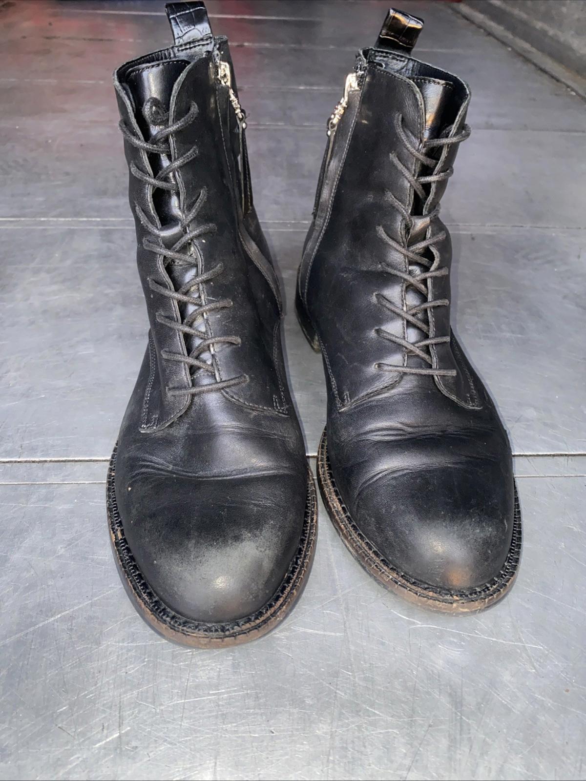 Sam Edelman Nina Soft Black Leather Lace Up Combat Boots Zipper Closure Wom US 7