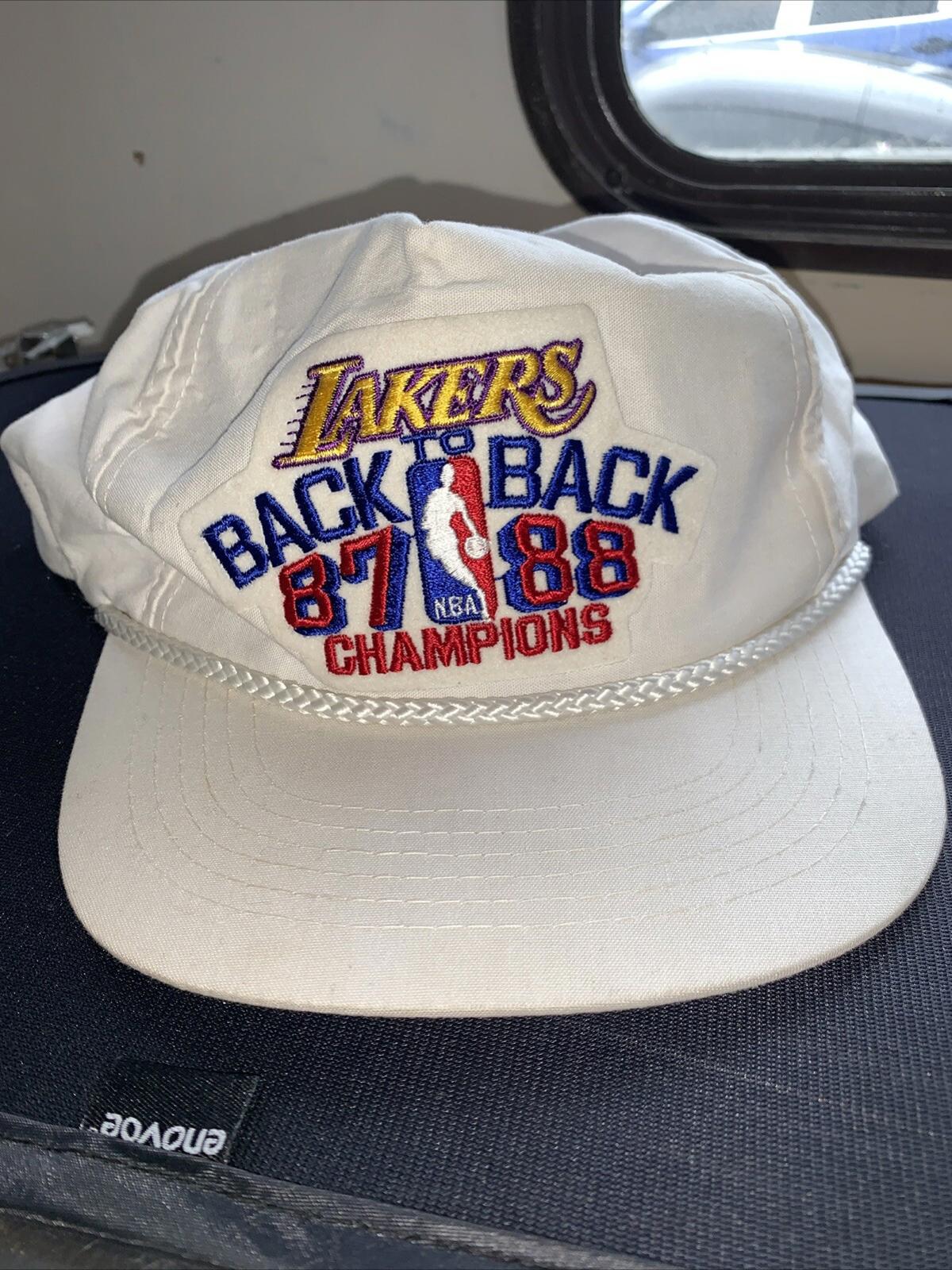 Vintage LAKERS 1987 - 1988 Back To Back NBA Champions Hat Snapback