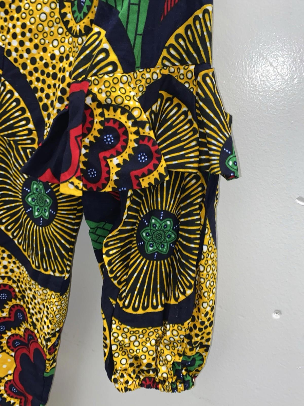 Fitted Vibrant Ankara Print Bodycon Midi Dress With O Neck & Puff Sleeves