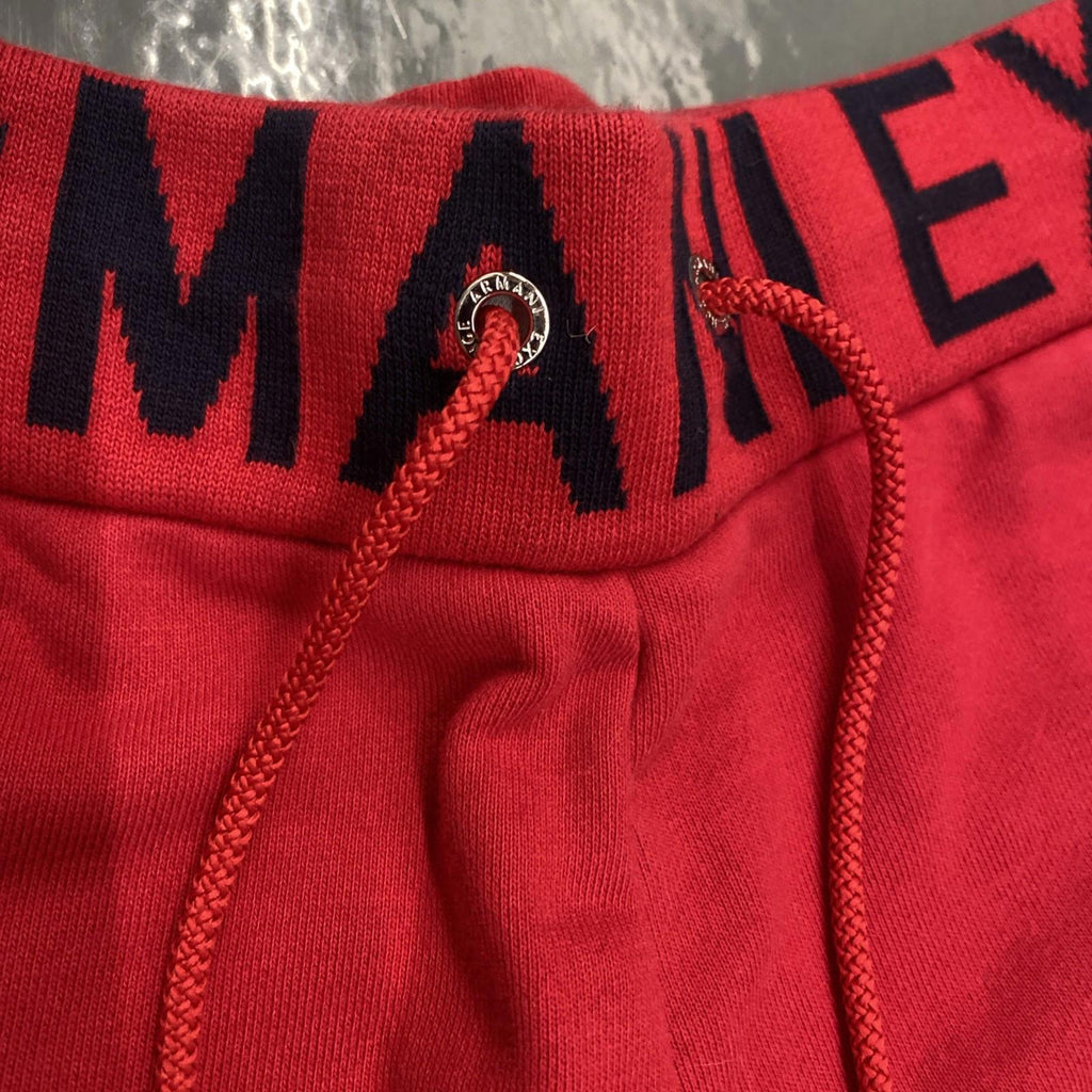NWOT Armani Exchange Signature Wide Waistband Wraparound Logo Red Joggers Wo S