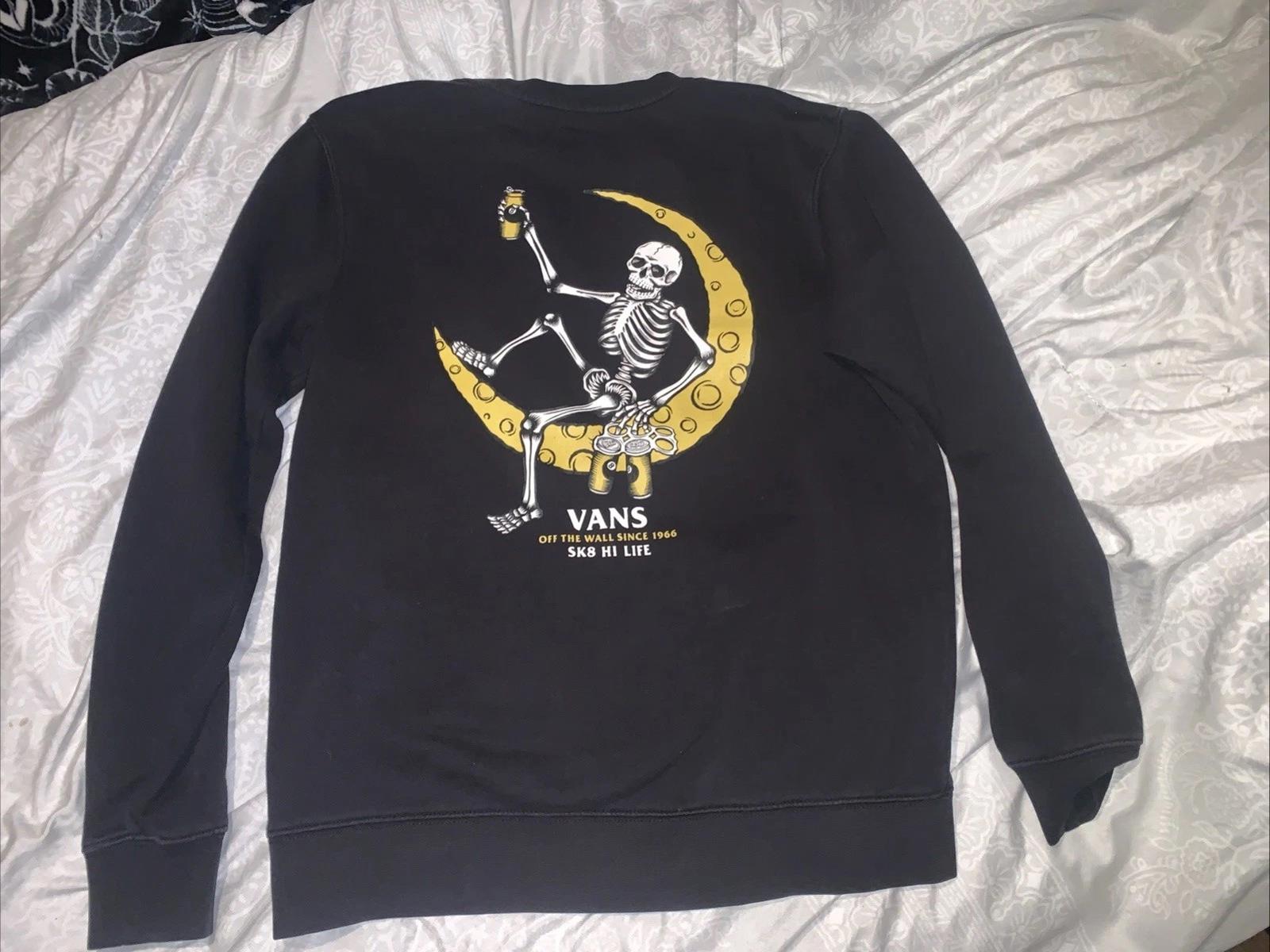 Vans Off The Wall Sk8 Hi Life Skull Beer 8 Ball Sweatshirt Size Small