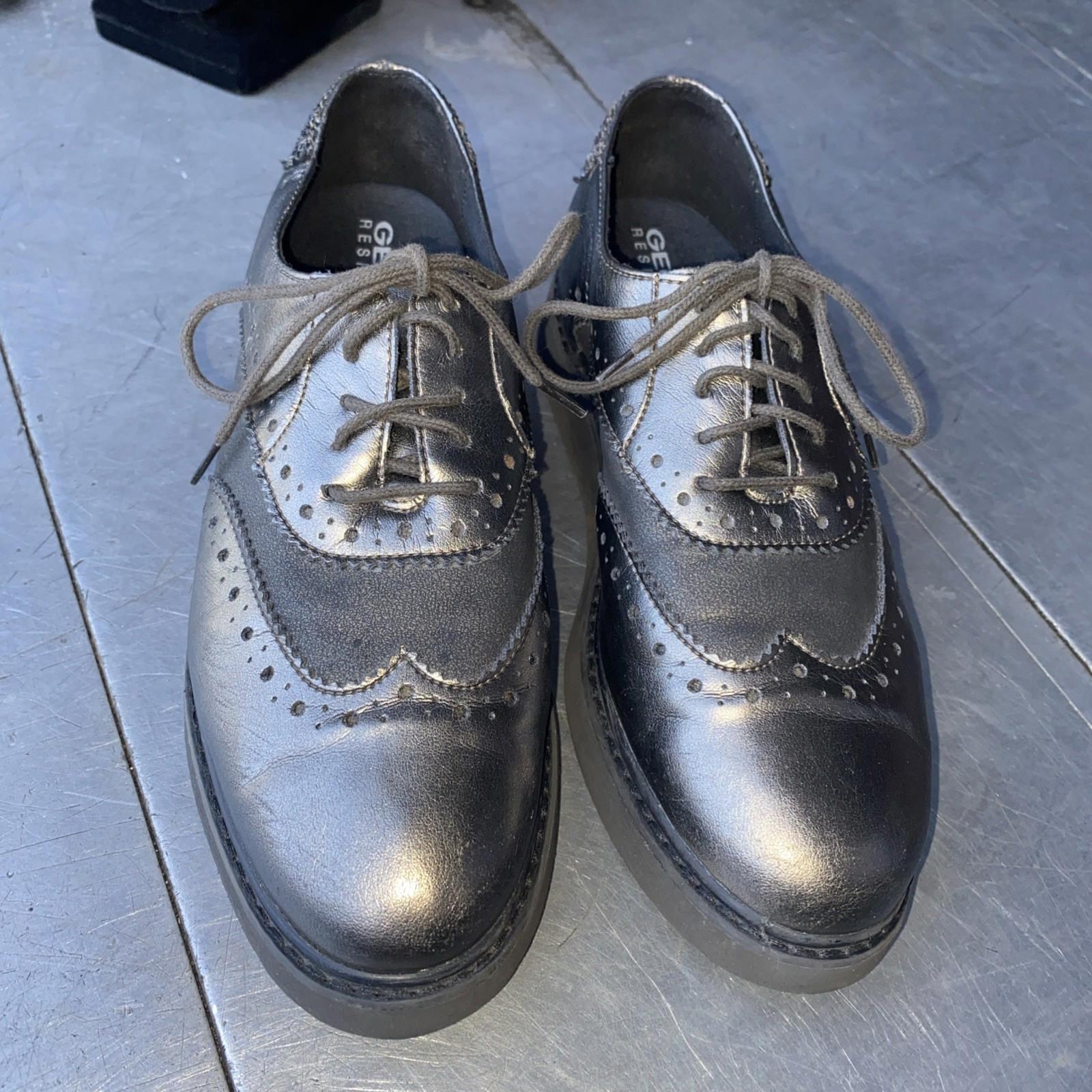 NWOB Geox Respira Thymar Metallic Sparkles Leather Oxford Shoes Wo 37.5 US 7