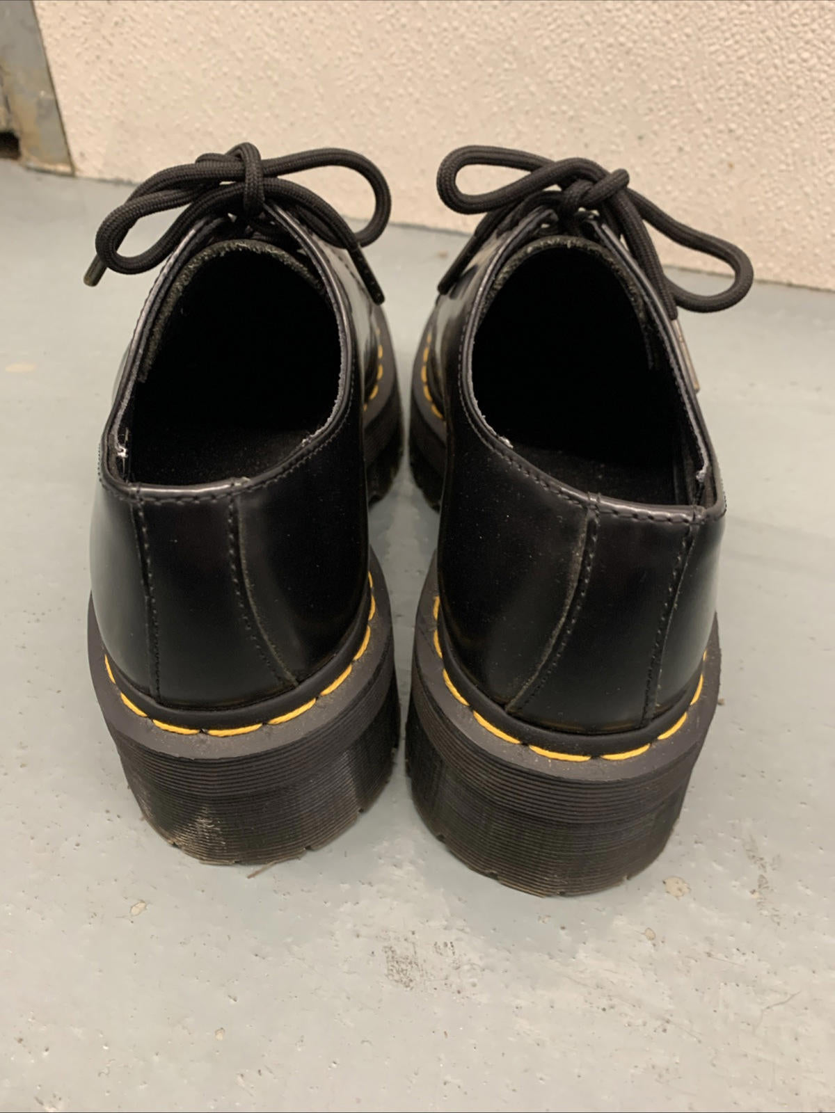 DR. MARTENS 1461 Quad Smooth Black Leather Platform Shoes NWOB US WOMEN 7 MEN 6