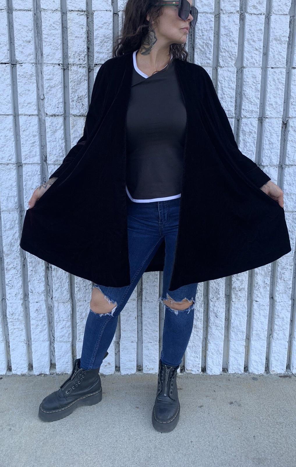 Vintage Black Velvet JUMP! Brand Cape Style Coat