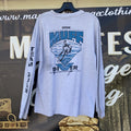 VTG 1999 MUFF DIVER Spear Fishing Long Sleeve Shirt Dual Sided Distressed Mens L