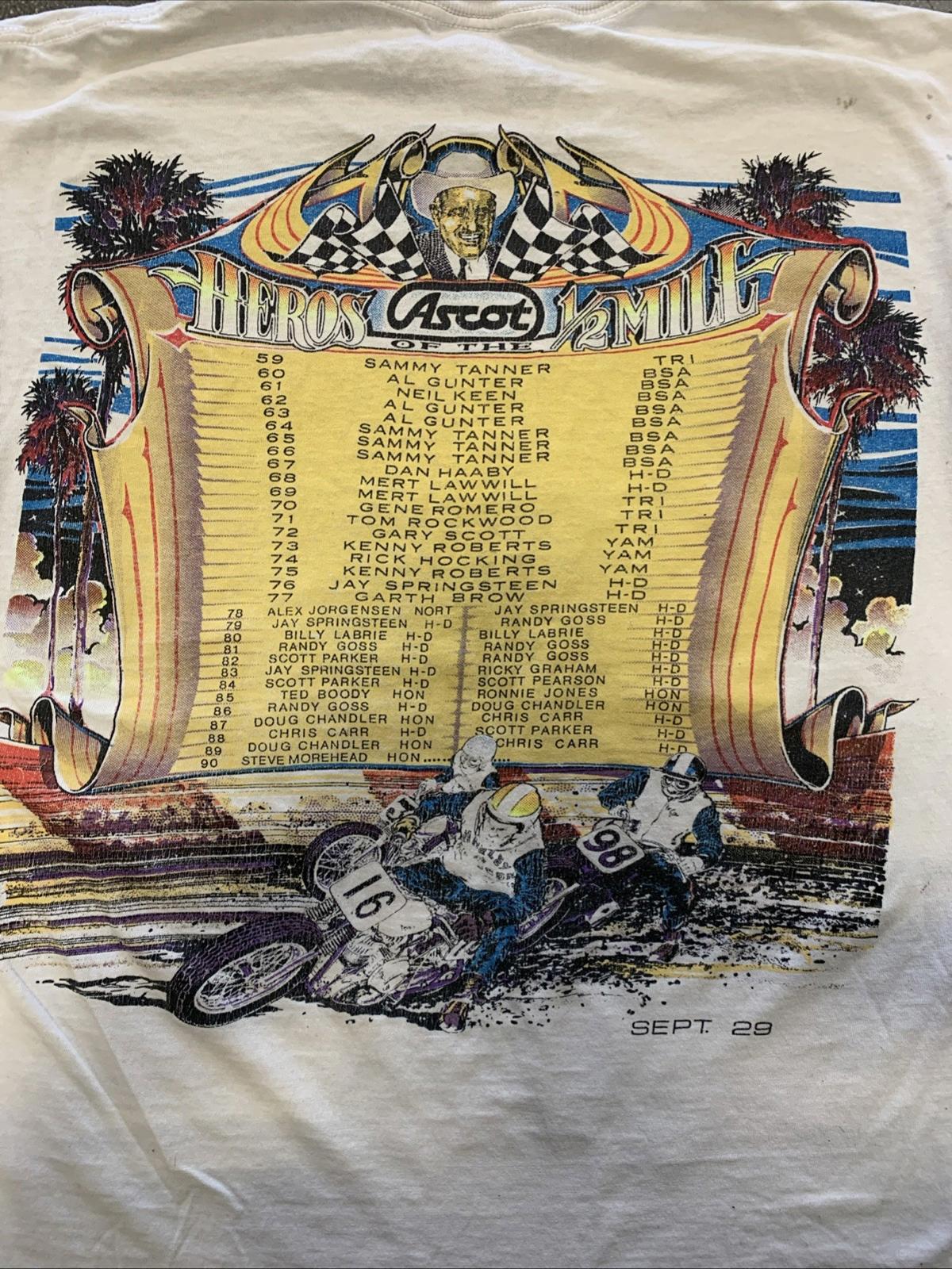 1990 Vintage Ascot Dirt Bike Motorcycle Racing 1/2 Mile Héroes T Shirt