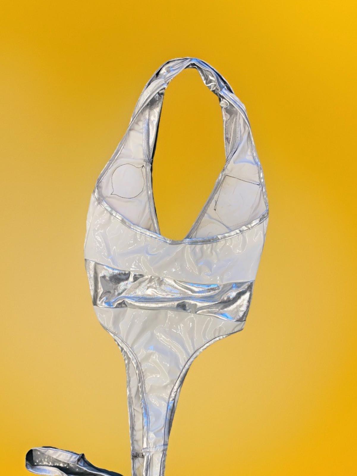 Penthouse DayClub Hollywood Sexy Astronaut Bottle Server Outfit Silver Garters S
