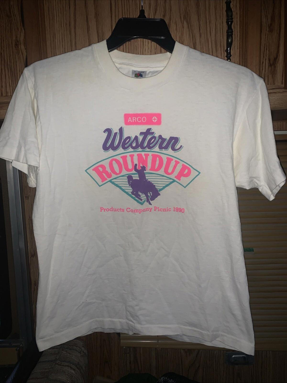 Vintage Arco Gasoline 1990 Western Roundup Picnic T Shirt