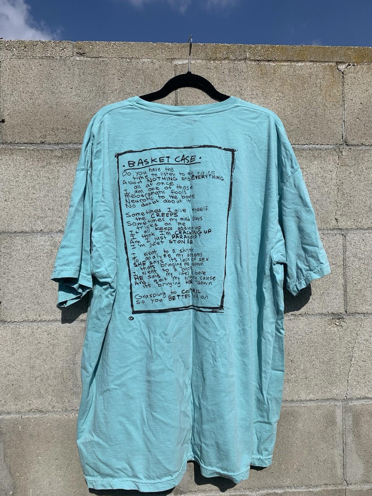 Green Day Basket Case Song Lyrics Blue T Shirt 3XL