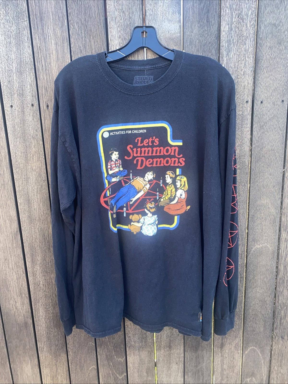 Steven Rhodes Black Longsleeve “let’s Summon Demons” Men’s Shirt Size XL