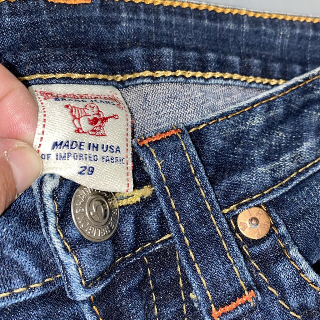 Vintage True Religion Johnny Wide Leg Dark Blue Denim U Pocket Jeans Y2K 29