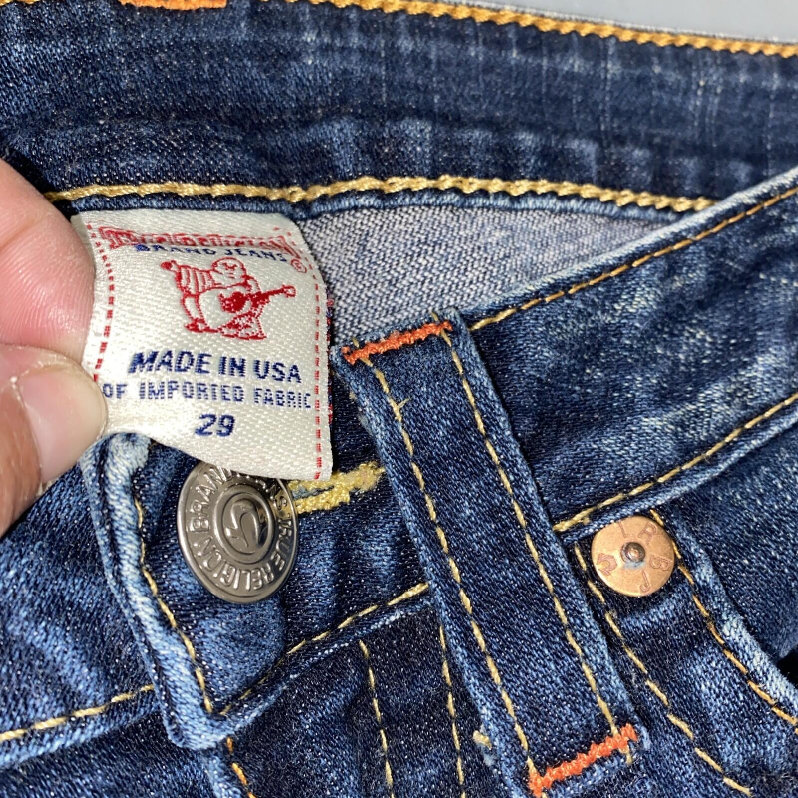 Vintage True Religion Johnny Wide Leg Dark Blue Denim U Pocket Jeans Y2K 29