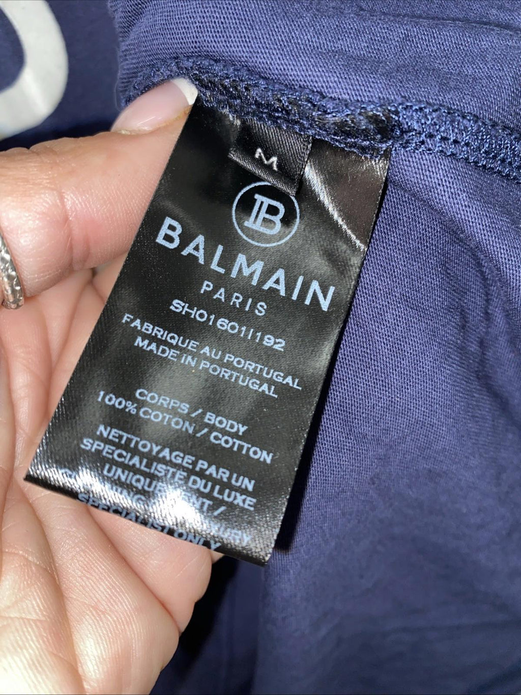 Balmain Paris Womens Blue Logo T Shirt Size Medium
