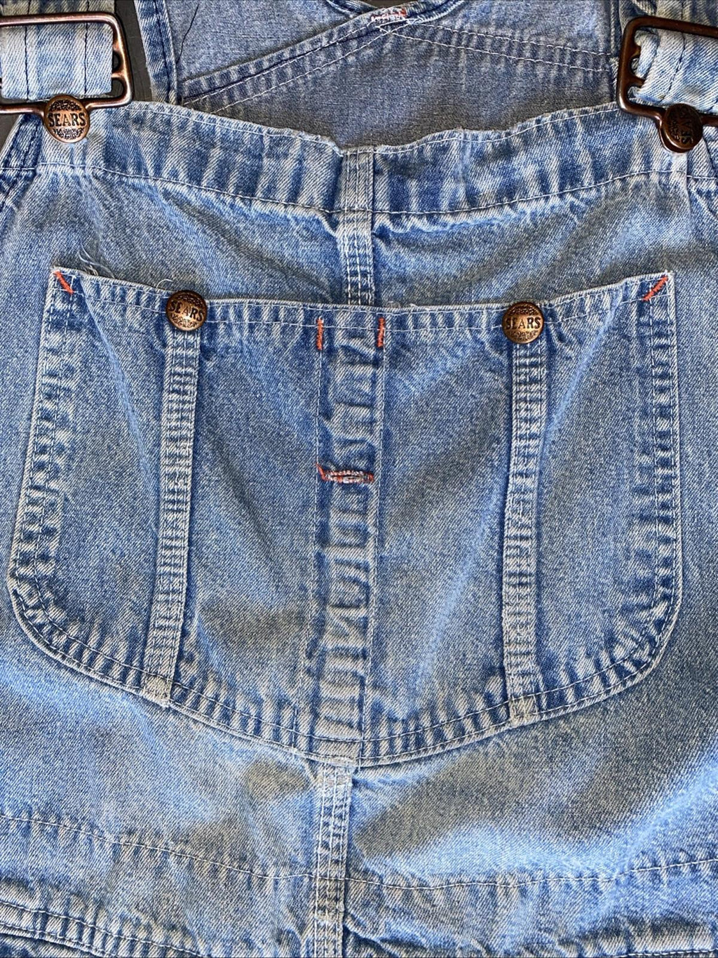 Vintage 1960s Sears Tradewear Denim Overalls Faded Distressed 36 x 30