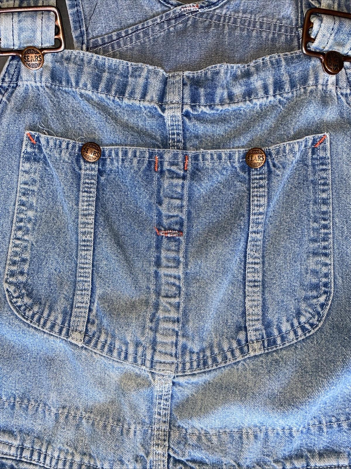 Vintage 1960s Sears Tradewear Denim Overalls Faded Distressed 36 x 30