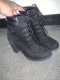 Timberland Tillston Ankle Boots High Heel Black Suede Womens 8.5