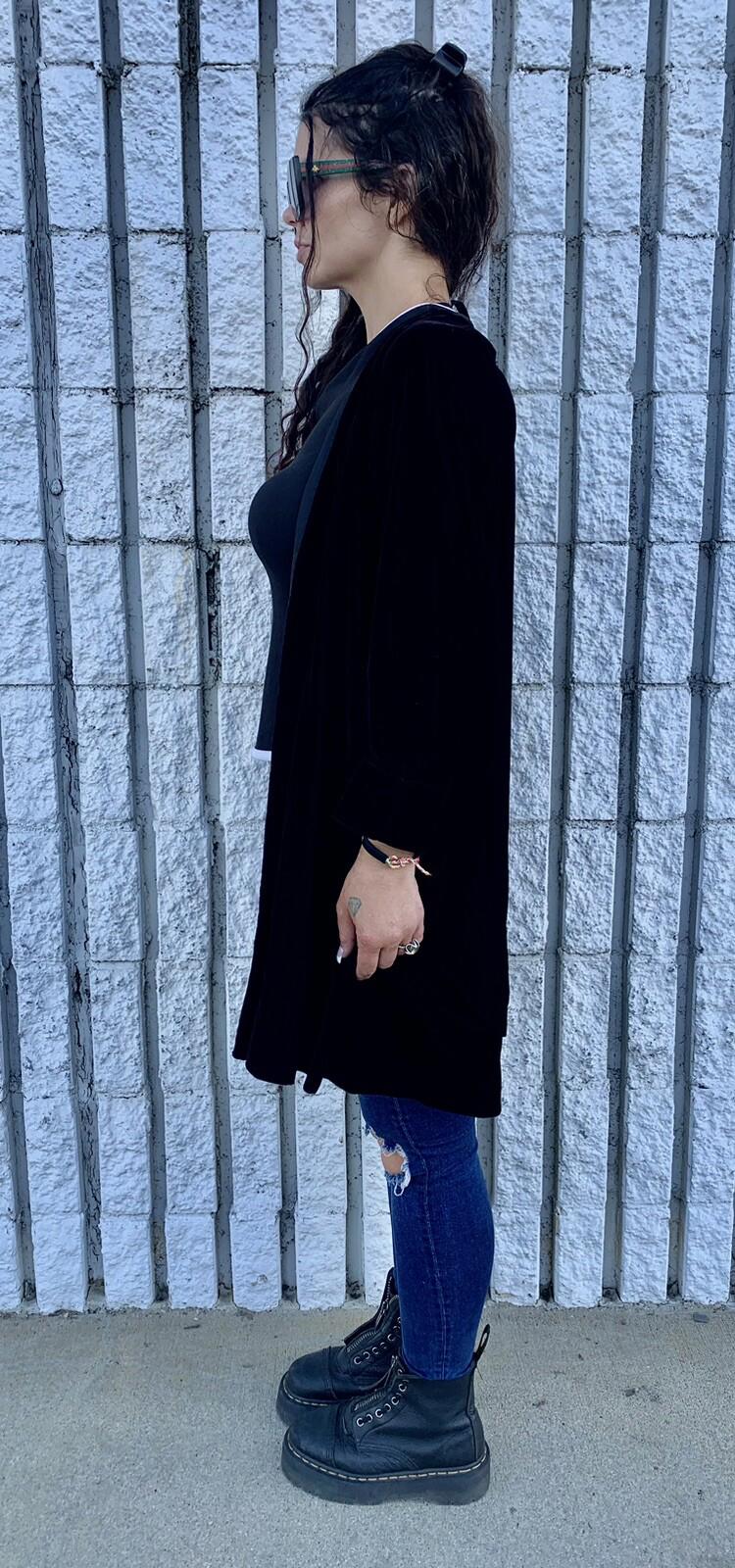 Vintage Black Velvet JUMP! Brand Cape Style Coat