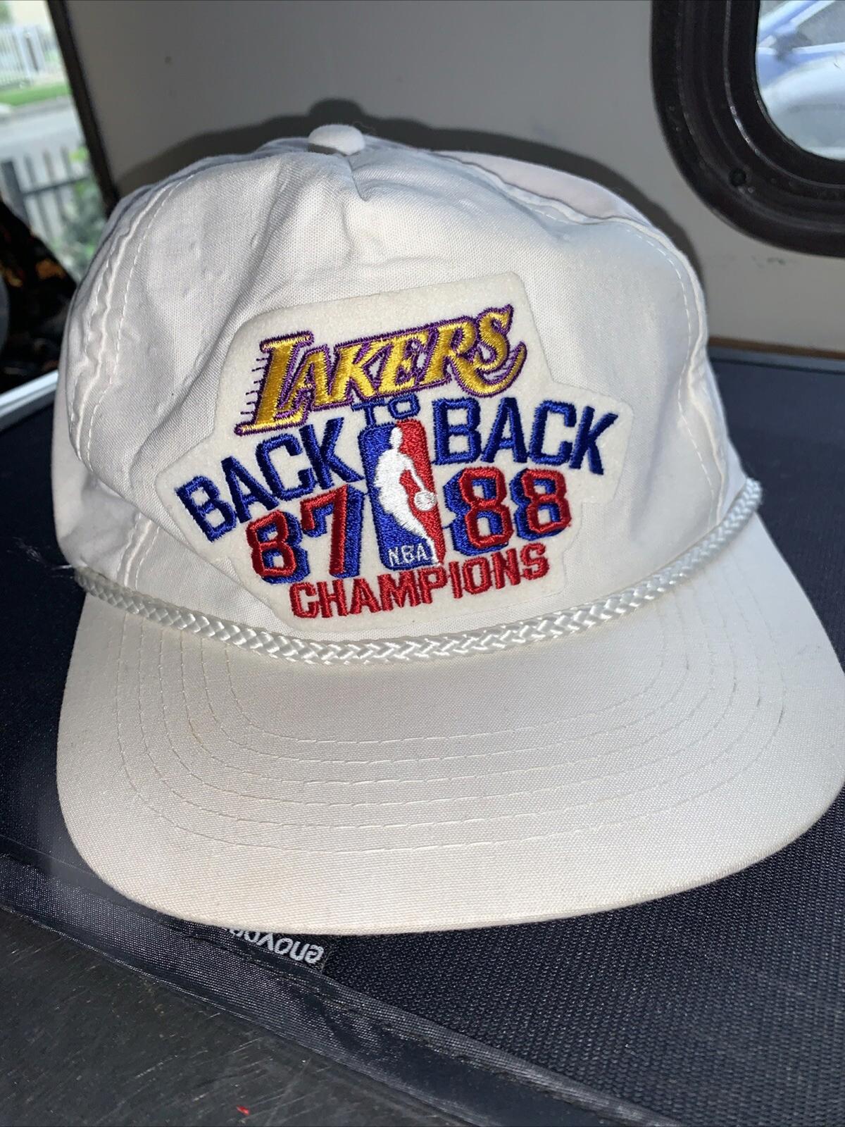 Vintage LAKERS 1987 - 1988 Back To Back NBA Champions Hat Snapback