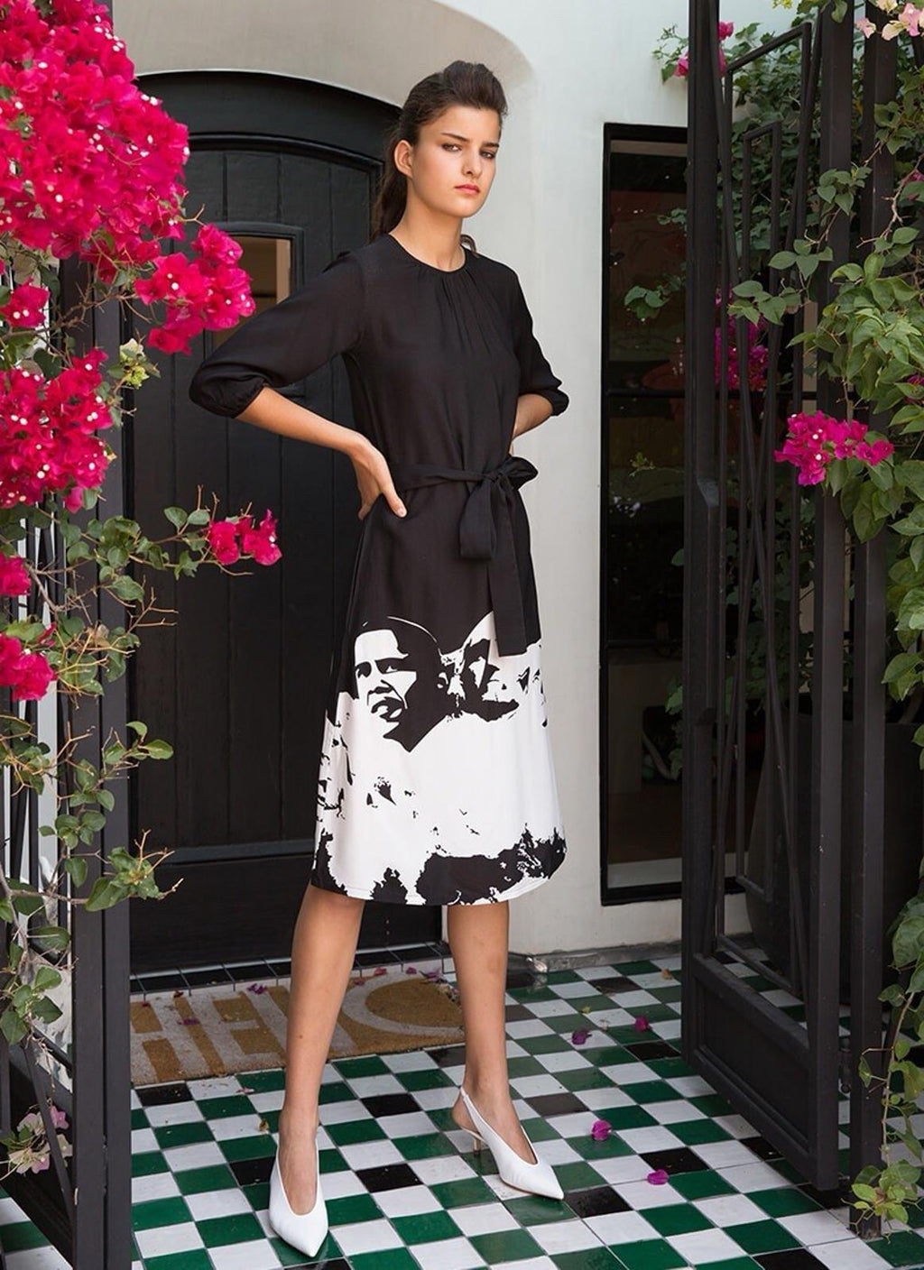 Built By Wendy Obama Mount Rushmore (Revised) Midi Tea Dress 3/4 Puff Sleeves M