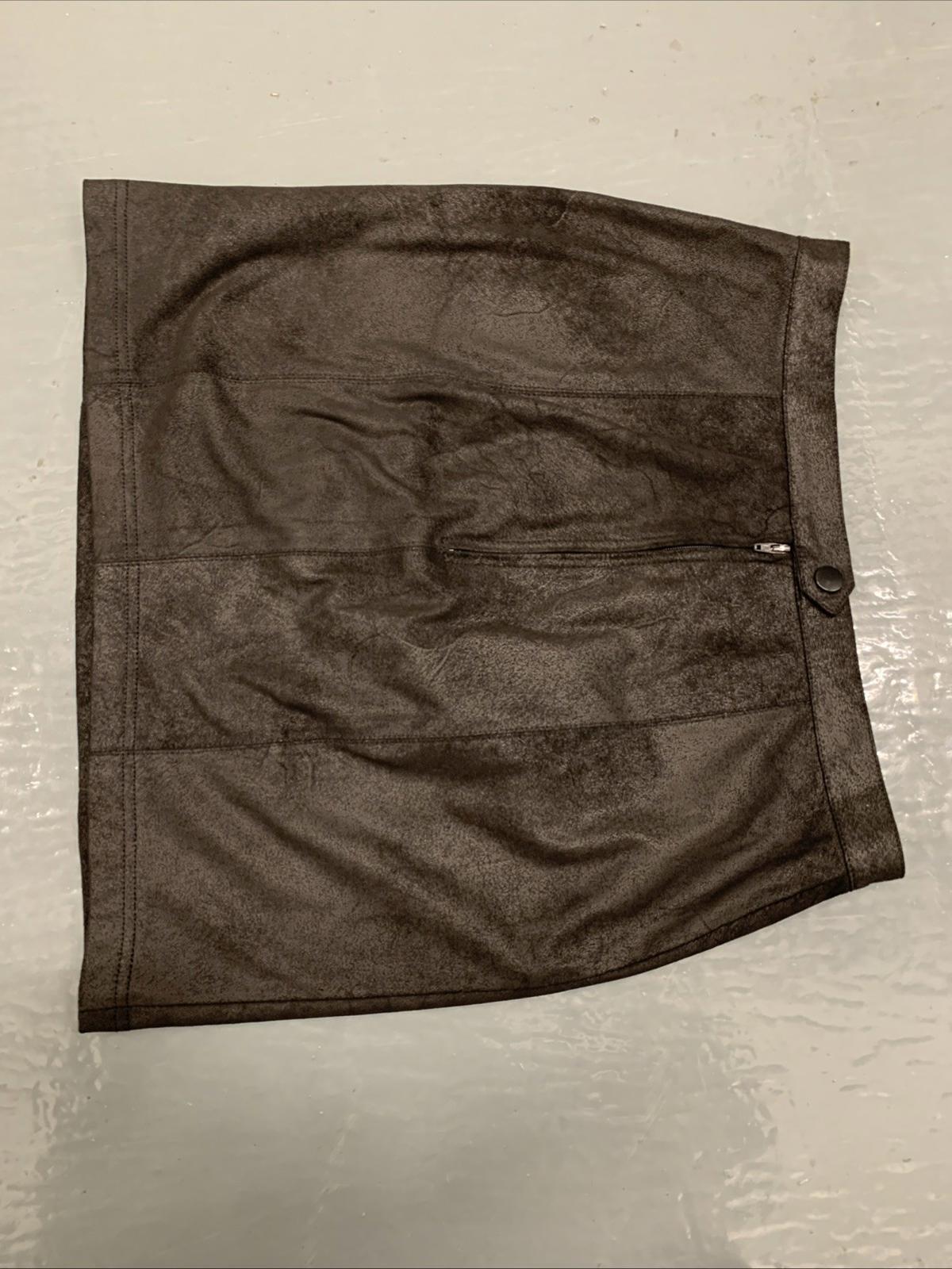 Free People Rumi Ruched Faux Leather Mini Skirt Black S