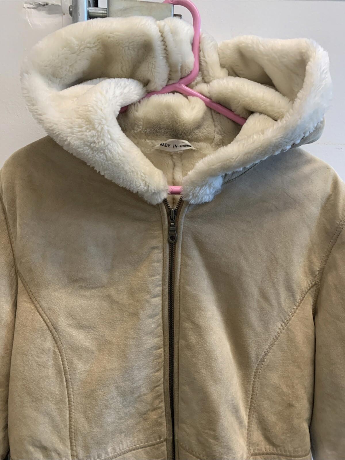 Vintage Marvin Richards Suede Leather Hooded Faux Fur Zip Up Jacket