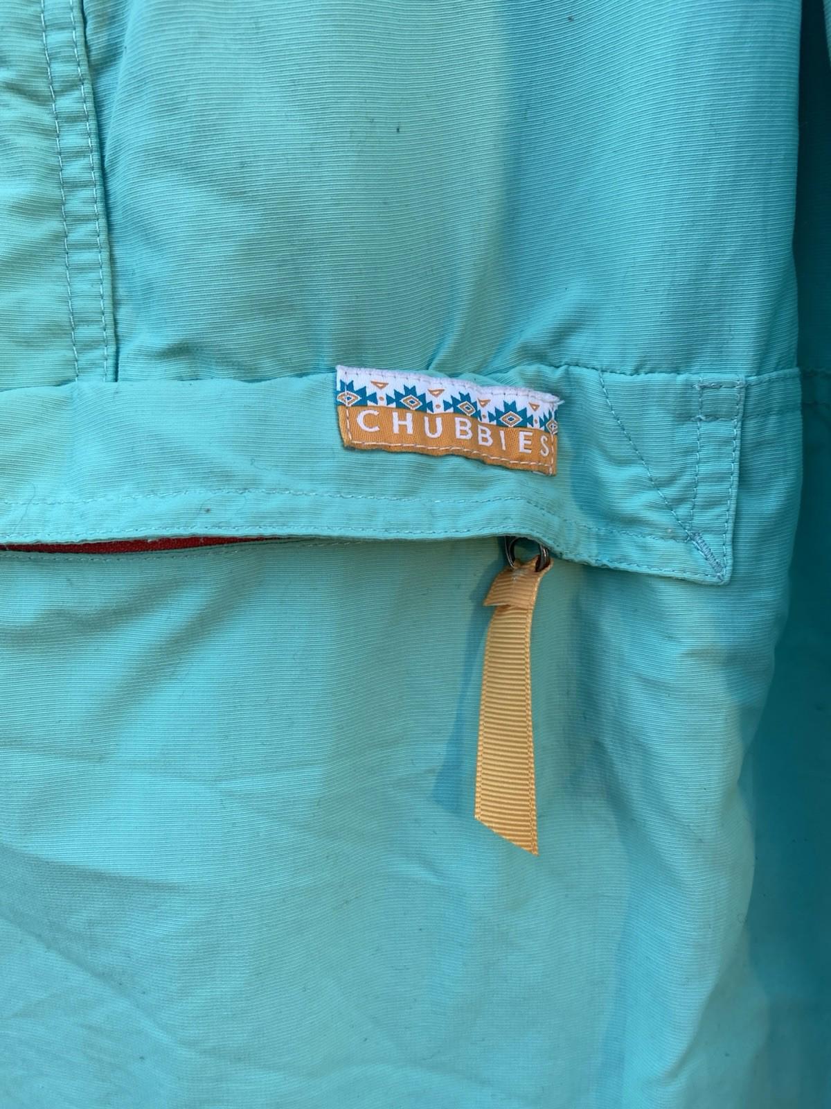 Chubbies Reversible 90’s Style Colorblock 1/2 Zip Sherpa Jacket Teal Beige XL