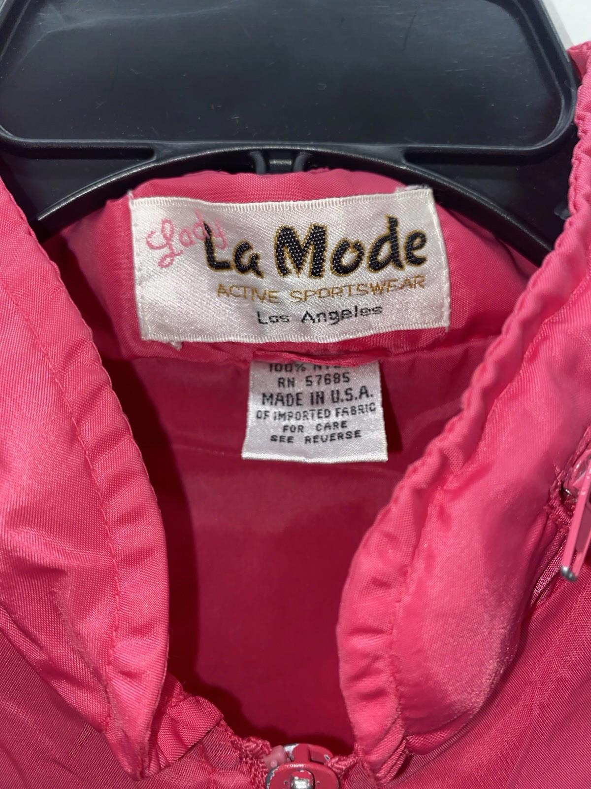 Vintage 1980s Lady La Mode Hot Pink Windbreaker Jacket Zipper Pockets Medium