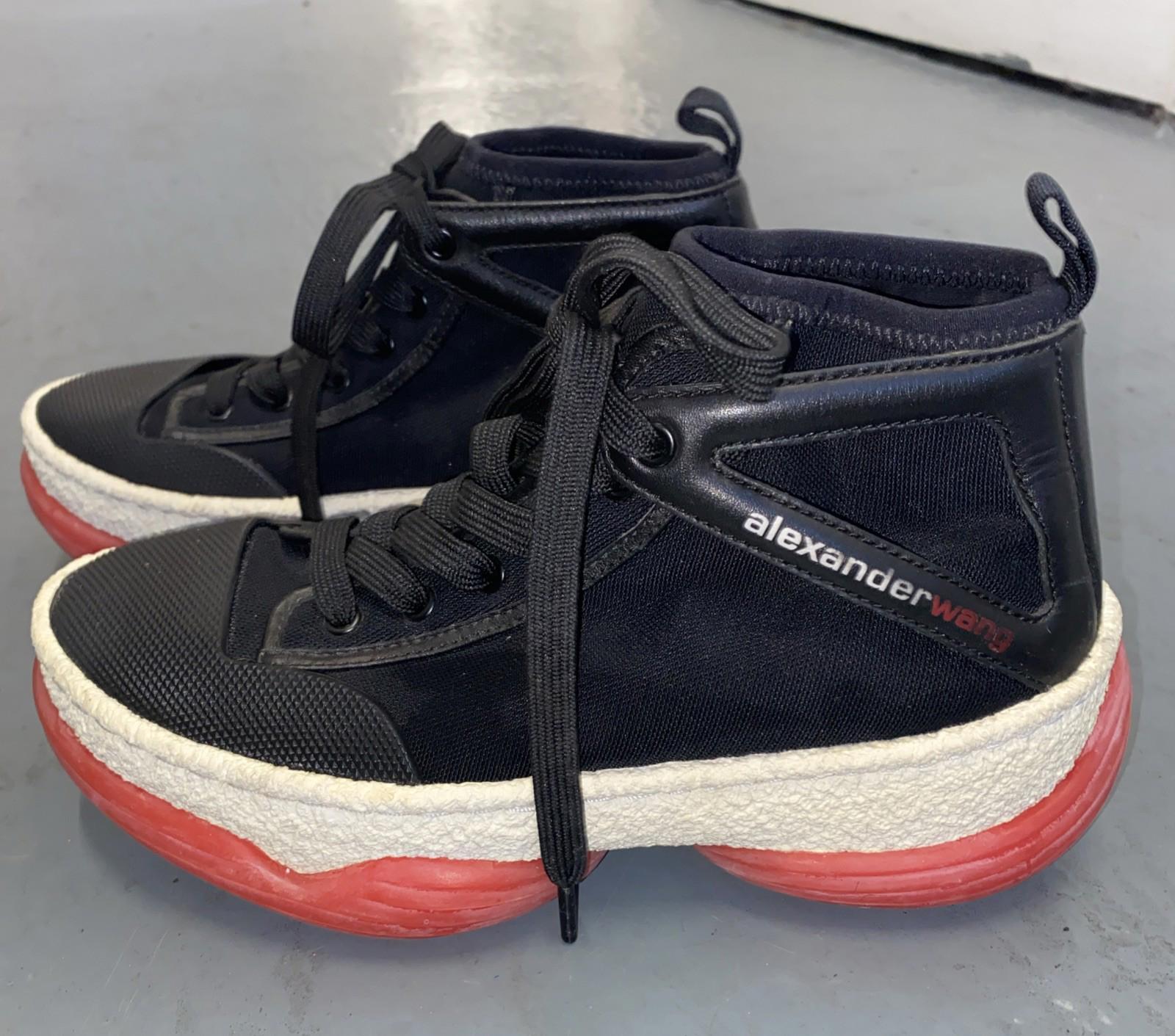 Alexander Wang A1 leather-trimmed canvas high-top sneakers Womens US 6.5