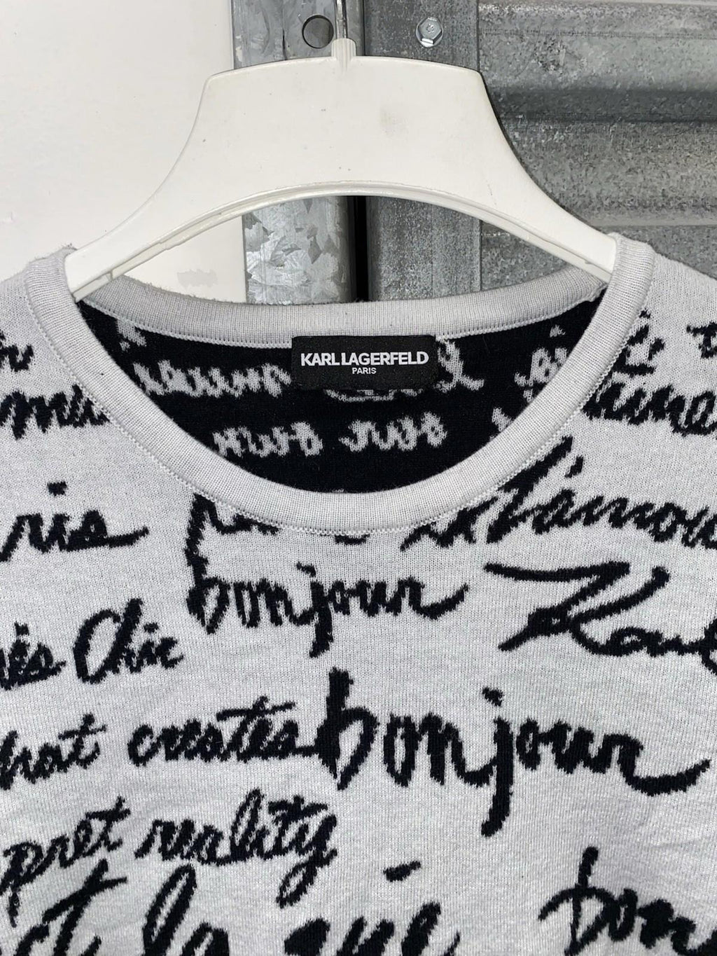 Karl Lagerfeld Paris Love all-over script sweater Womens Size S/M