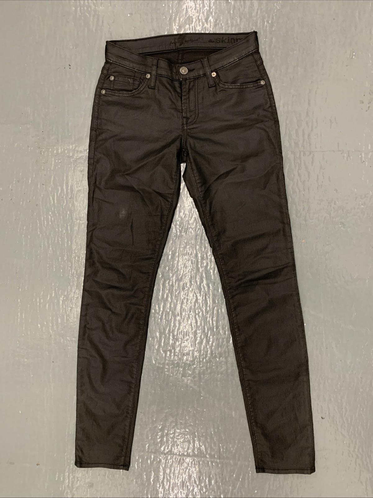 7 For All Mankind The Skinny Low Rise Distressed Faux Leather Pants W Size 23