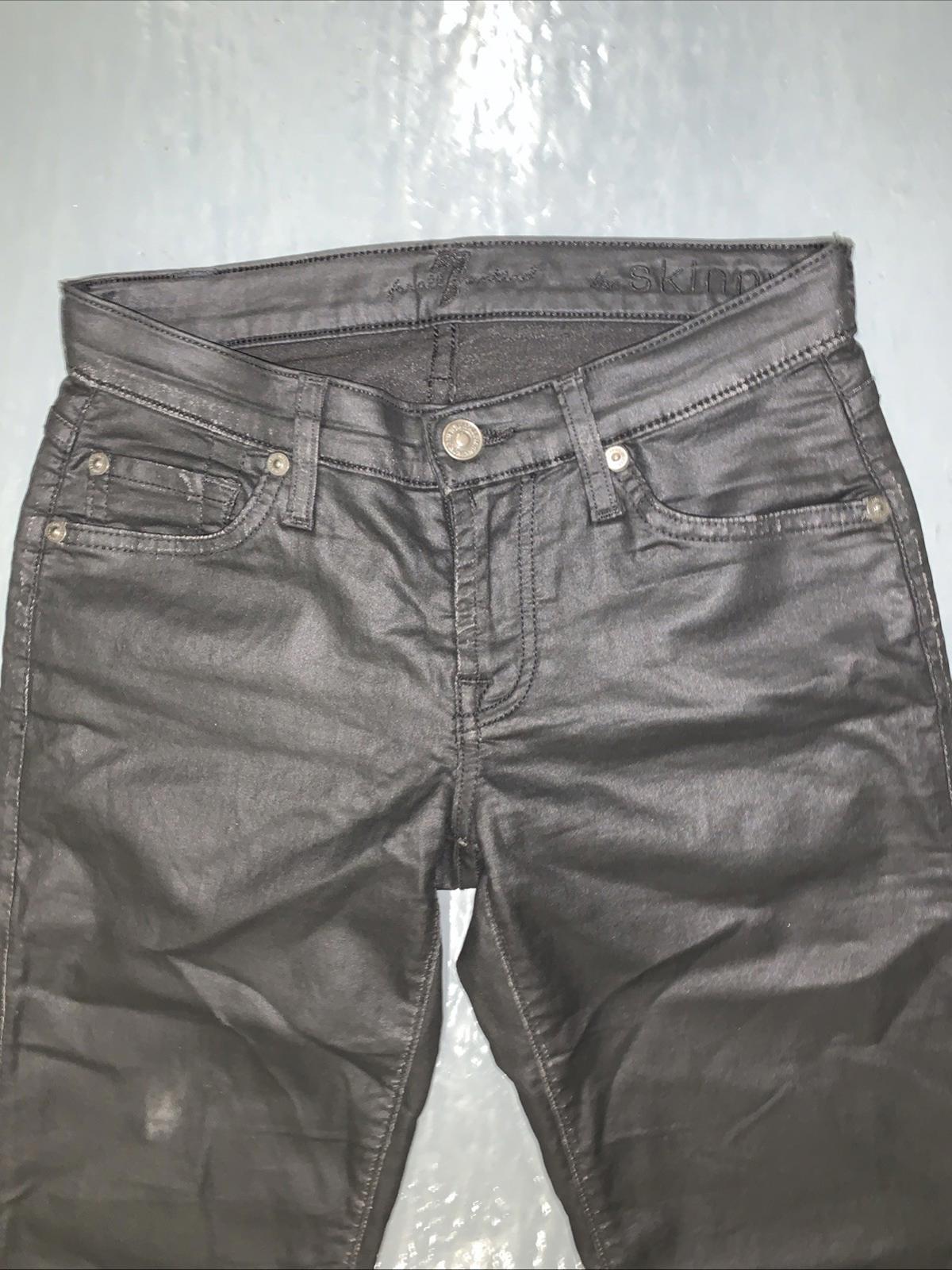 7 For All Mankind The Skinny Low Rise Distressed Faux Leather Pants W Size 23