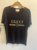 Oversize washed T-shirt with Gucci logo Size: Small runs big