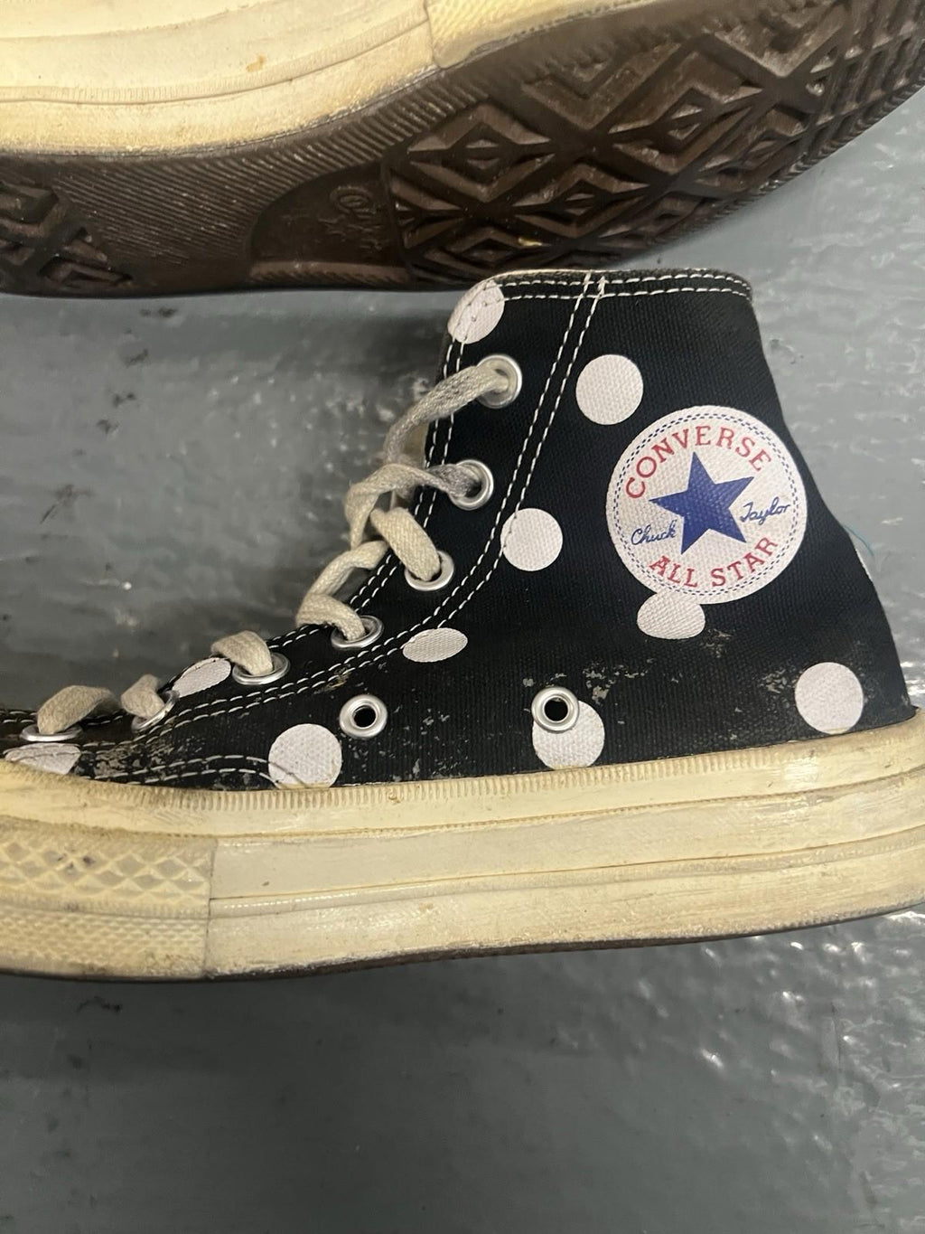Converse Comme des Garcon Play Polka Dot Hi Top Sneakers Women SZ 6 Men SZ 4