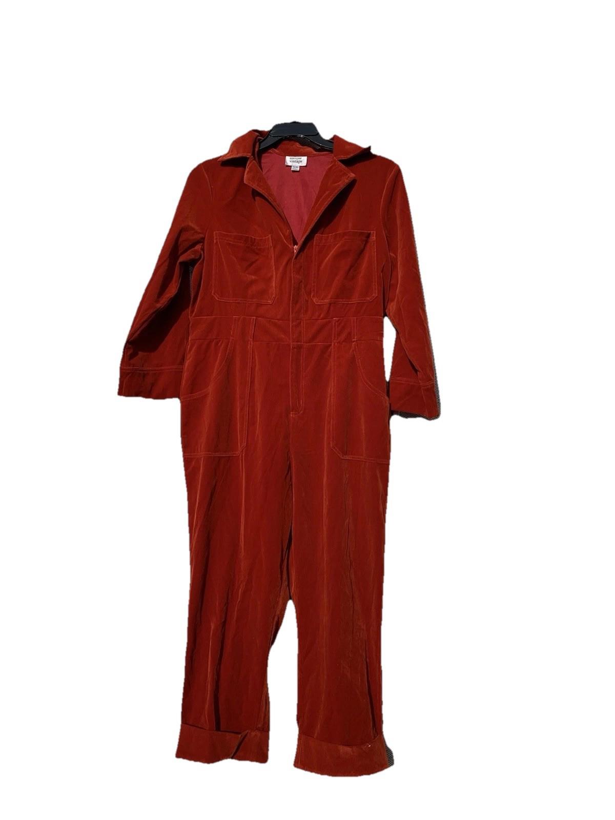 Unique Vintage Rust Red Corduroy Jumpsuit Size XL