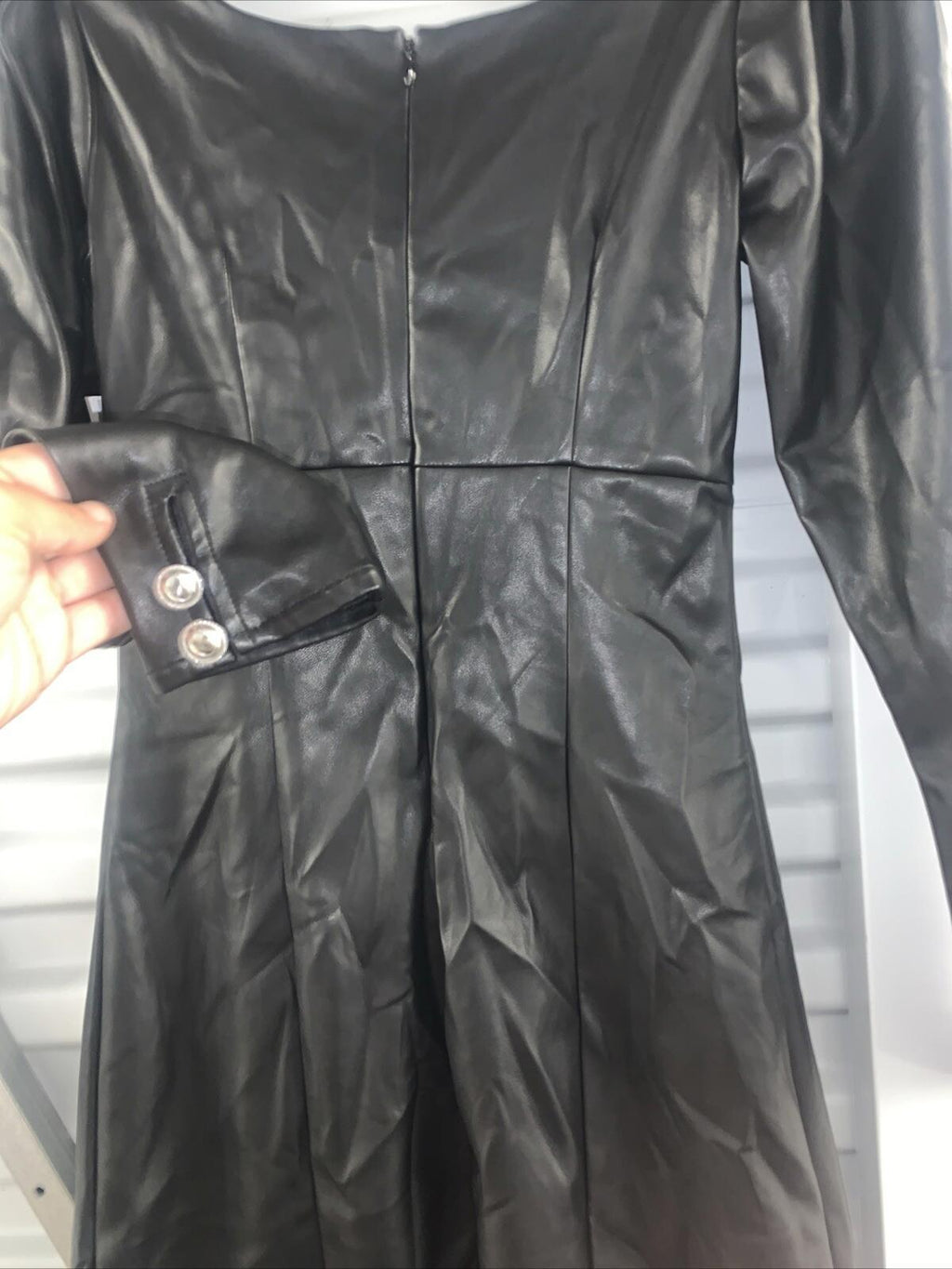 NWT Guess Elena Faux Leather Mini Dress Jet Black XS
