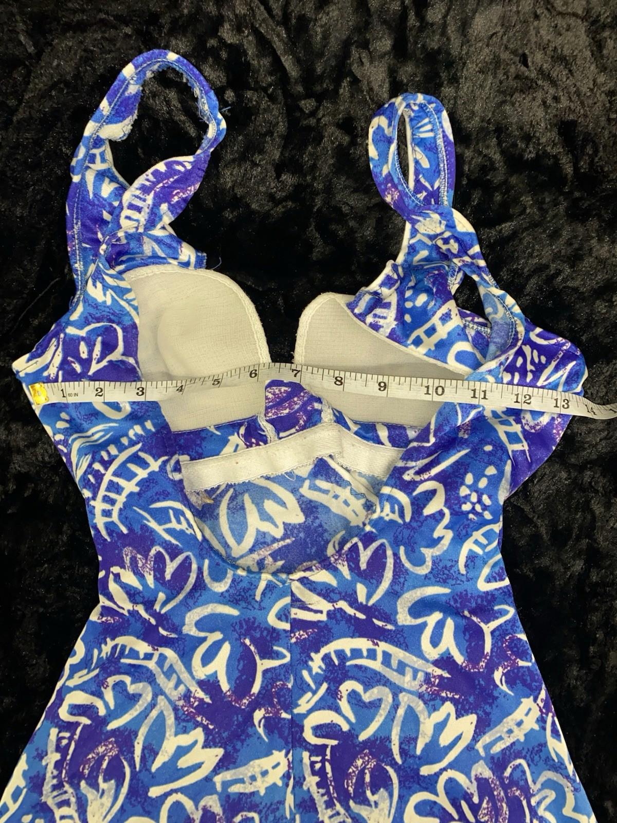 Vintage Maxine Of Hollywood Vibrant Abstract One Piece Bathing Swim Suit S/M