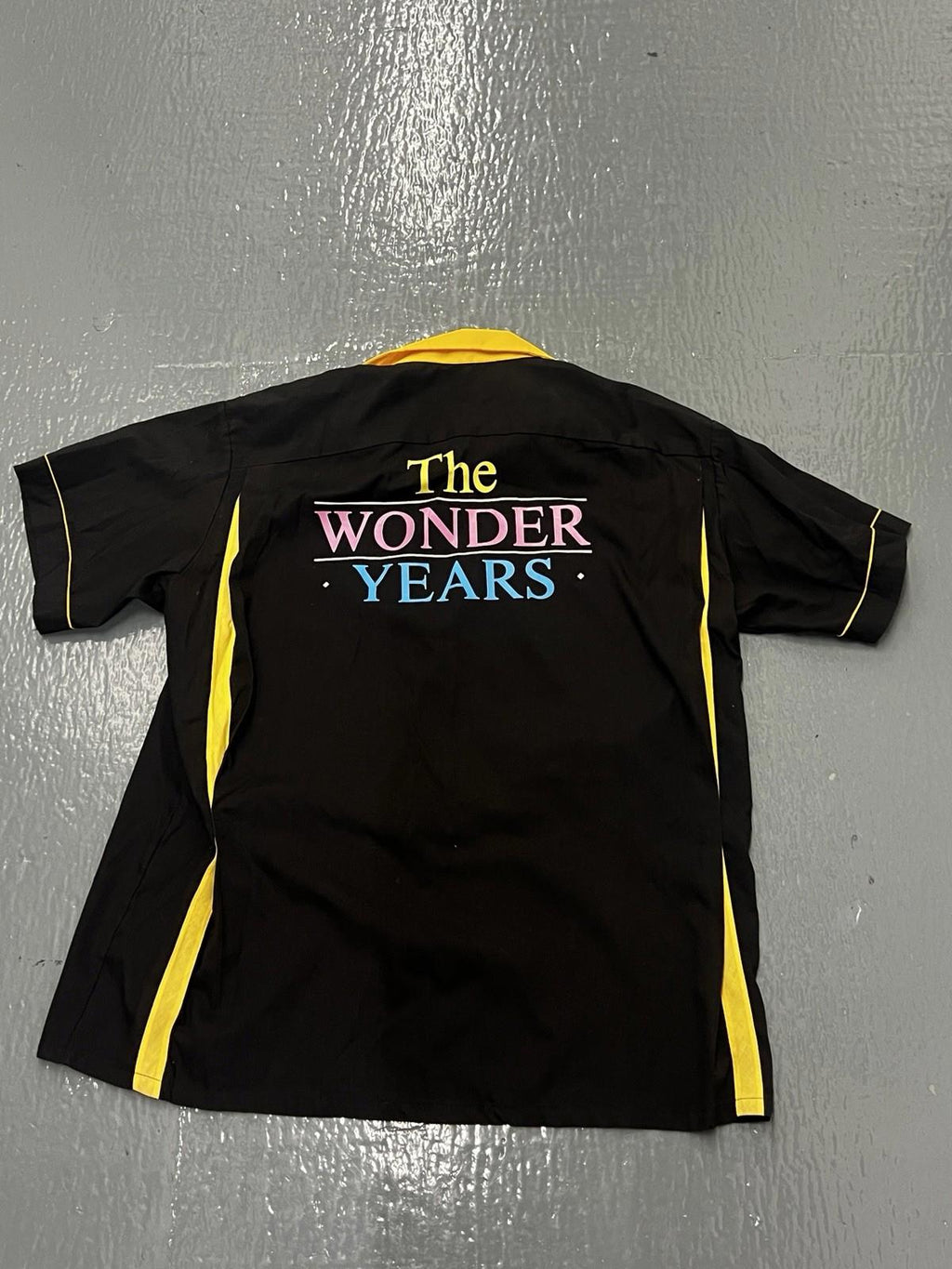 VTG Hilton Shirt Mens Xl Black Yellow The Wonder Year Bowling Made USA Retro