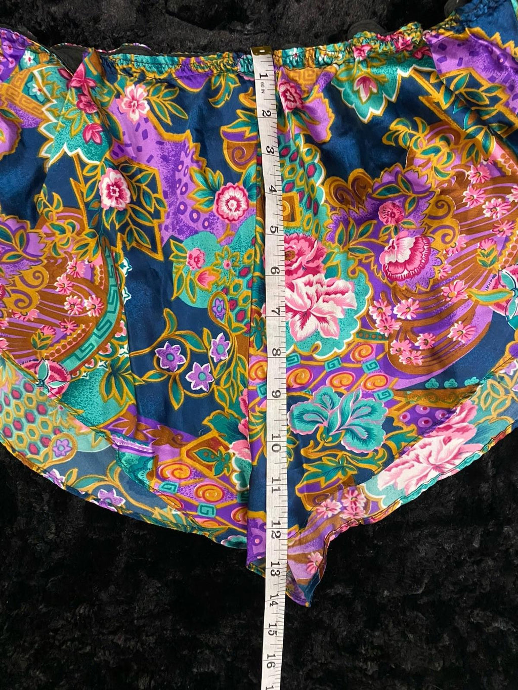 VTG California Dynasty High Cut Paisley Floral Satin Pajama Shorts Lingerie M/L