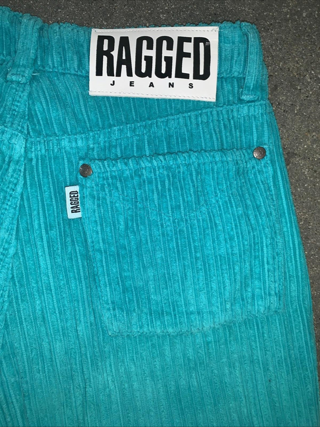 NWOT Ragged Priest Free People Jumbo Corduroy Turquoise Mom Jeans /Pants Size 28