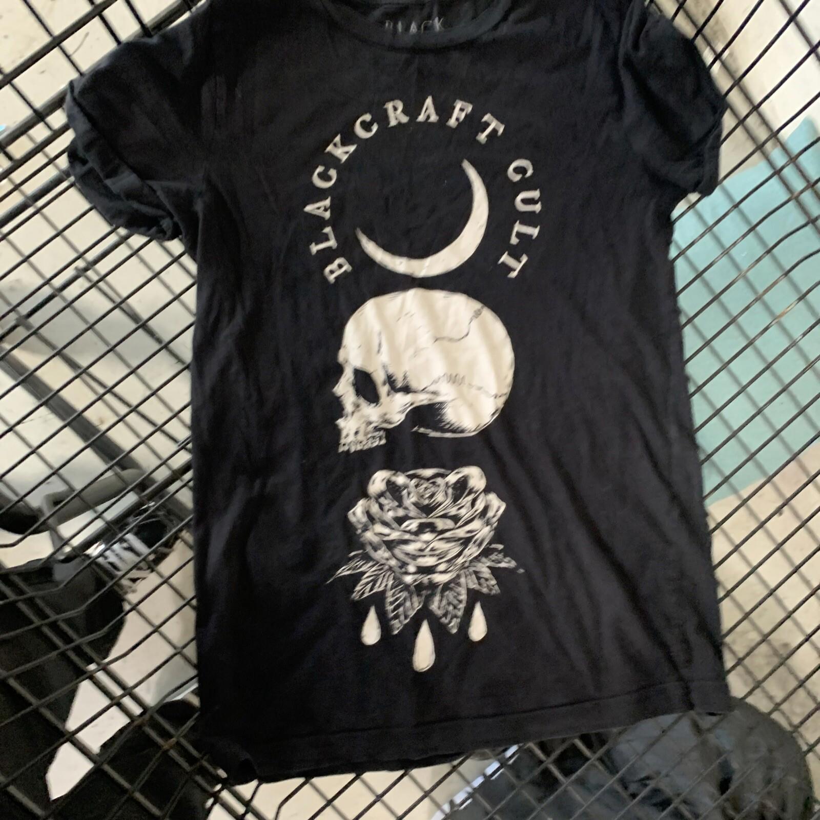 BLACK CRAFT CULT MOON SKULL BLEEDING ROSE T SHIRT
