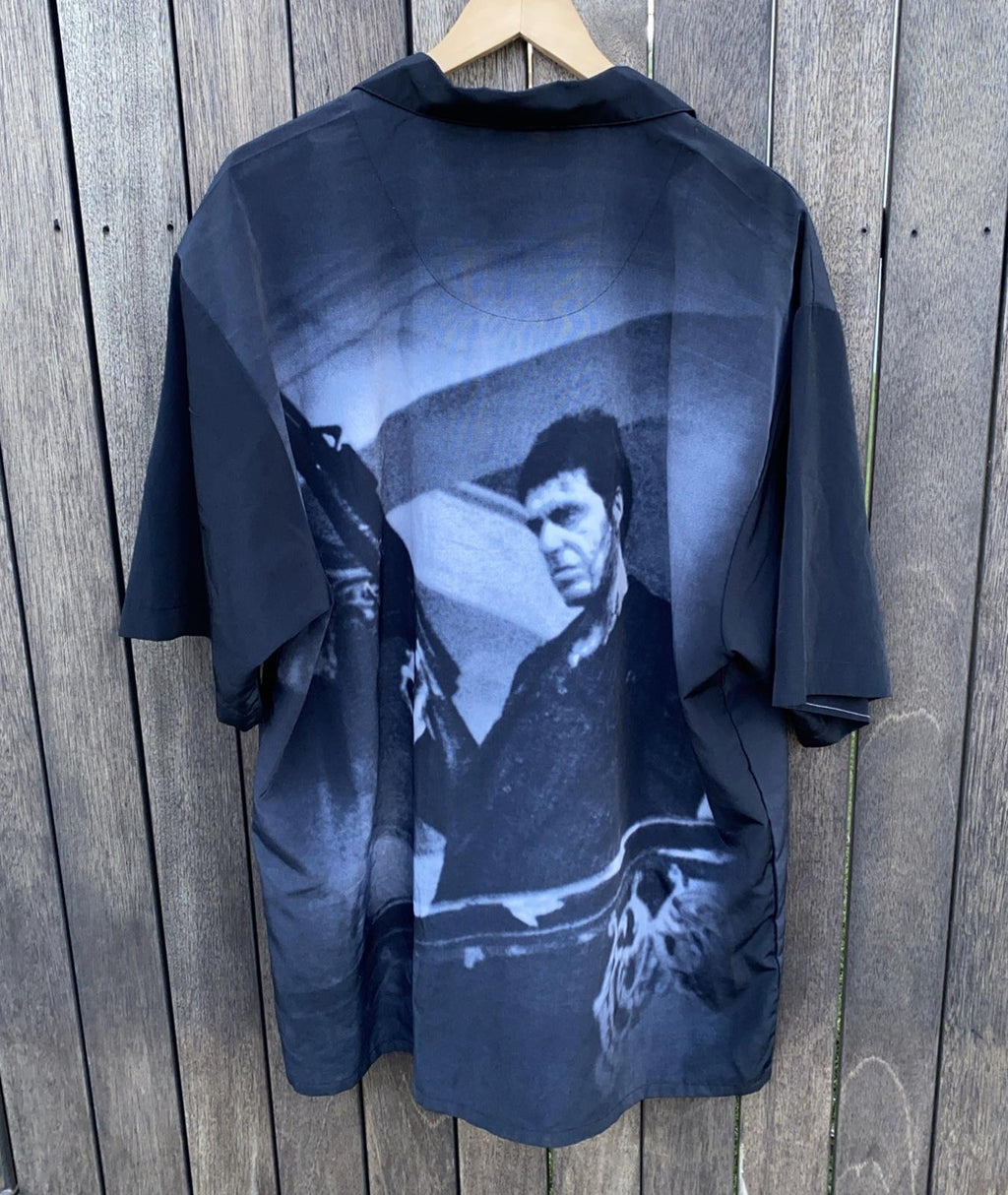 RARE SCARFACE TONY MONTANA UNIVERSAL STUDIOS Dragonfly Men’s Dress Shirt XXL